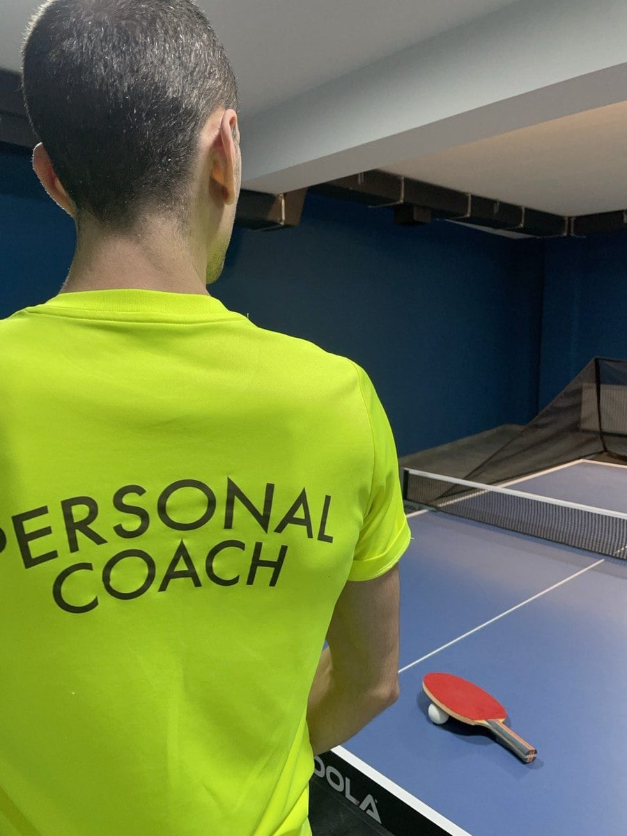 Personal table tennis coach in the training room in Tbilisi
